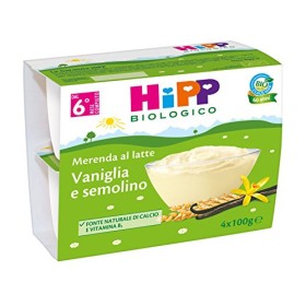 HiPP - Merenda Al Latte Bio, Gusto Vaniglia e Semolino, Confezione da 24 Vasetti da 100 g