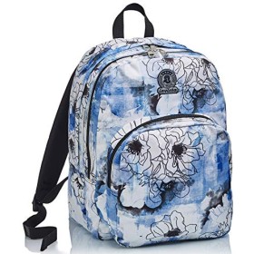 Zaino Benin M Invicta , Paint & Flowers, Blu, Doppio Scomparto, Scuola & Tempo Libero