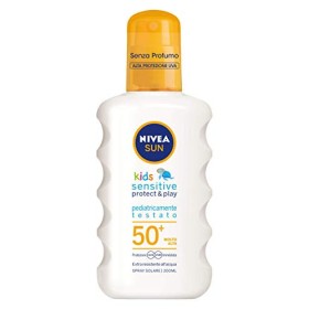 NIVEA SUN Spray Solare Kids Sensitive Protect & Play FP50+ in Flacone Spray da 200 ml, Protezione Solare senza Profumo, Crema So