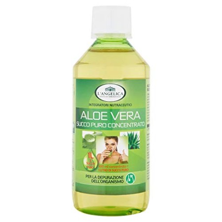 L'Angelica, Succo Puro Concentrato d'Aloe Vera, Aloe Vera da Bere, Integratore con Vitamina C e Vitamina E per la Depurazione de