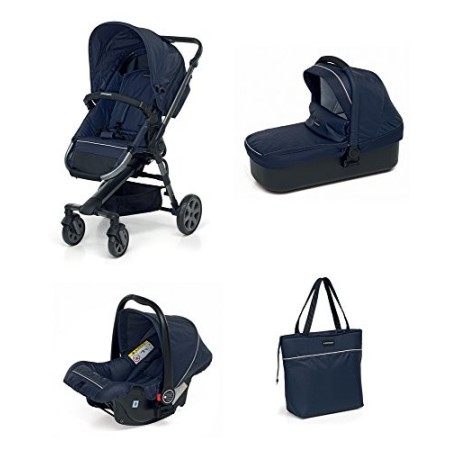 Foppapedretti Supertres Sistema Combinato con Passeggino, Navicella, Seggiolino Auto e Borsa, Navy