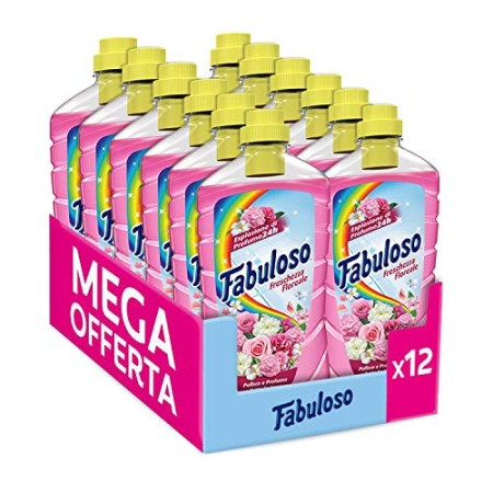 Fabuloso Detersivo Pavimenti Multiuso, Freschezza Floreale, Pulisce e Profuma Tutta La Casa, fino a 24h di Profumo, Detergente L