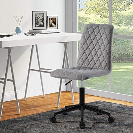 ModernLuxe Sedia da scrivania ergonomica in velluto per casa, ufficio, ufficio, camera da letto (grigio)
