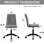 ModernLuxe Sedia da scrivania ergonomica in velluto per casa, ufficio, ufficio, camera da letto (grigio)