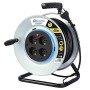 Electraline 49011 Prolunga Elettrica 40 Mt Con avvolgicavo in Metallo con 4 Prese Schuko +10/16A, Spina 16A per Uso Professional