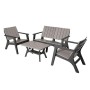 Outsunny Set Tavolino e Sedie da Giardino, Salotto da Esterno con Tavolo e Sedie Adirondack, 4 Pezzi, Grigio e Nero