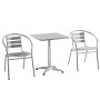 Outsunny Set Tavolino e Sedie da Giardino da 3 Pezzi, Arredamento da Giardino in Alluminio e Acciaio Inox, Argento