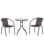Outsunny Set Tavolo Pieghevole e 2 Sedie da Giardino in Acciaio e Rattan PE, Arredamento da Esterno da 3 Pezzi Marrone