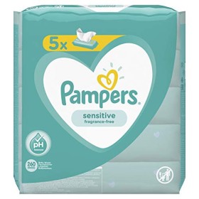 Pampers Sensitive Baby - Salviette umidificate per neonati, 260 salviette (5 x 52) per la pelle sensibile del bambino, dermatolo