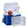 Relaxdays Frigo Portatile, con Manico, Borsa Termica in Plastica, Senza Elettricità, 8 l, 23,5 x 31 x 21 cm, bianco/blu