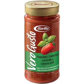 Barilla Vero Gusto, Sugo con Pomodori, Datterini e Basilico Genovese DOP, con Olio Extra Vergine di Oliva, Senza Zuccheri e Cons