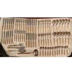 Servizio Posate 76 Pezzi in Acciaio Inox Manico Oro