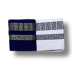 Homealoo Set di 4 asciugamani in 100% cotone di alta qualità, asciugamani da bagno in spugna (4 pezzi, 4 pezzi, blu/oro/bianco/