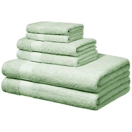 Amazon Basics, Everyday - 2 teli bagno, 2 asciugamani per il viso e 2 asciugamani piccoli, Verde mare