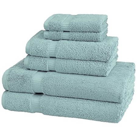 Pinzon - Asciugamani in tessuto misto cotone biologico, set da 6 pezzi, Azzurro (Spa Blue)