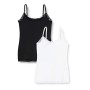 Marchio Amazon - Iris & Lilly Canotta con Pizzo Body Natural Donna, Pacco da 2, Multicolore (White/Black), XS, Label: XS
