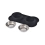 AmazonBasics - Set con due ciotole e base in silicone, a forma di osso, per animali domestici, colore: nero