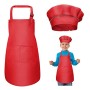 Bambini Grembiule e Cappello da Cuoco Set, Regolabile Bambino Grembiule da Cucina con 2 Tasche per Ragazze Ragazzi, Grembiuli da
