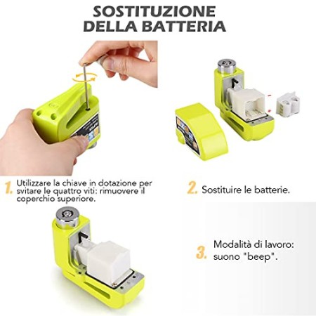 Lucchetto Antifurto Moto Bloccadisco Moto con Allarme Sonoro 110dB