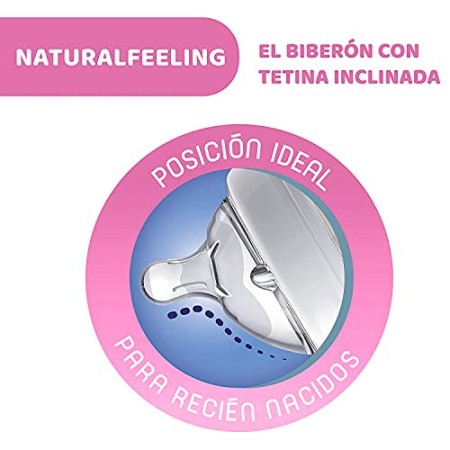 Chicco Natural Feeling Bottiglia Flusso Normale con tetarella inclinata, 0M +,150 Ml [ Importato da Unione Europea]