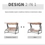 Outsunny Dondolo da Giardino 3 Posti Convertibile in Letto a Dondolo, Tetto e Struttura in Acciaio, 200x120x164cm Beige