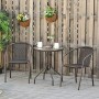 Outsunny Set Tavolo Pieghevole e 2 Sedie da Giardino in Acciaio e Rattan PE, Arredamento da Esterno da 3 Pezzi Marrone