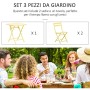 Outsunny Set Tavolo e Sedie da Giardino ed Esterno in Metallo Giallo, Set da 3 Pezzi Pieghevole e Salvaspazio