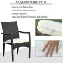 Outsunny Set 4 Sedie da Giardino e Tavolo con Ripiano in Vetro, Arredamento da Esterno in Rattan PE e Metallo, Nero