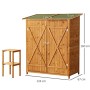 Outsunny Casetta da Giardino con Uno Sgabello e 2 Ripiani, Capanno in Legno Porta Attrezzi da Esterno, 140x75x160cm