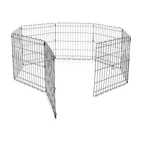 AmazonBasics - Recinzione in metallo per cani, pieghevole, per l’esercizio, 152,4 x 152,4 x 60,9 cm