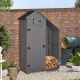 Outsunny Casetta Porta Attrezzi da Giardino in Legno di Abete Impermeabile con Ripiani e Legnaia, Grigia 129x51.5x180cm