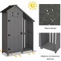 Outsunny Casetta Porta Attrezzi da Giardino in Legno di Abete Impermeabile con Ripiani e Legnaia, Grigia 129x51.5x180cm