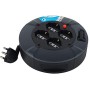 Electraline 49019 Prolunga Elettrica con Avvolgicavo, 3G 1 mm, Lunghezza 4 m, 4 Prese Bivalenti, Spina 16 A, Nero