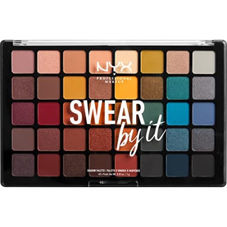 NYX Professional Makeup Palette Occhi Swear By It, Palette Ombretti, Smokey e Highlight, 40 Tonalità, Confezione da 1