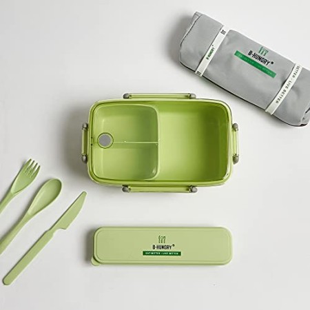 B-Hungry® - Set Pranzo 2.0 - Supporta i senzatetto - Contenitore per Alimenti con Astuccio e Posate in Fibra di bambù e Pratic
