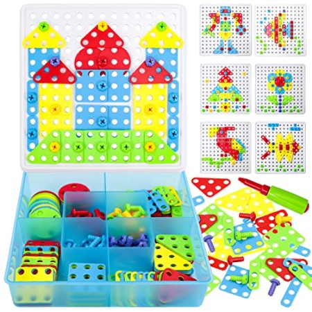 Puzzle Bambini Costruzioni Giocattoli 180 Pezzi con Cacciavite Giochi  Creativi Educativi Montessori Infanzia Regalo per Bambini