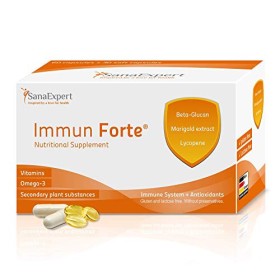 SanaExpert Immun Forte, vitamine per il sistema immunitario, con omega-3, beta-glucano, estratto di calendula, licopene, luteina