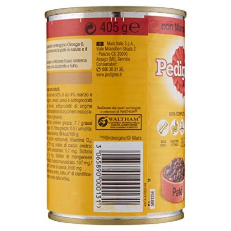 Pedigree Paté con Manzo Lattina 405 g - Cibo per Cane - 24 Lattine