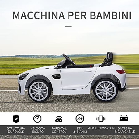 homcom Macchinina Elettrica per Bambini con Licenza Ufficiale Mercedes-Benz Luci e Fanali Funzionanti Lettore di Musica MP3 e Mi