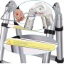 Meditool 5M Scala Telescopica Scala alluminio pieghevole(2.5M+2.5M),Scala Scaletta Allungabile Scala multiuso 16 gradini,Capacit