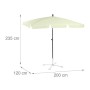 Relaxdays 10023227_49 Ombrellone Spiaggia, Mare, Giardino, Balcone, Rettangolare, 200 x 120 cm, Inclinabile, Bianco