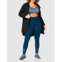 Marchio Amazon - AURIQUE Leggings Sportivi con Inserto in Mesh Donna, Blu (Gibraltar Sea), 44, Label:M