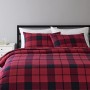 AmazonBasics - Set copripiumino in flanella - 230 x 220 cm/50 x 80 cm x 2, Rosso a quadretti