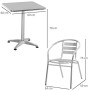 Outsunny Set Tavolino e Sedie da Giardino da 3 Pezzi, Arredamento da Giardino in Alluminio e Acciaio Inox, Argento