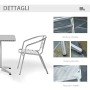 Outsunny Set Tavolino e Sedie da Giardino da 3 Pezzi, Arredamento da Giardino in Alluminio e Acciaio Inox, Argento
