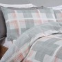 Dreamscene, set copripiumino reversibile con federa in tartan, colore rosa e grigio argento