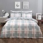 Dreamscene, set copripiumino reversibile con federa in tartan, colore rosa e grigio argento