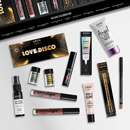 NYX Professoinal Makeup Set Love Lust & Disco Deluxe Celebration, 12 pezzi, Occhi e Labbra, Preparazione e fissaggio del make-up