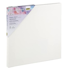 Idena 60031 - Telaio con tela in 100% cotone, 380 g/m², certificato FSC, per colori a olio e acrilico, ca. 30 x 30 cm, bianco