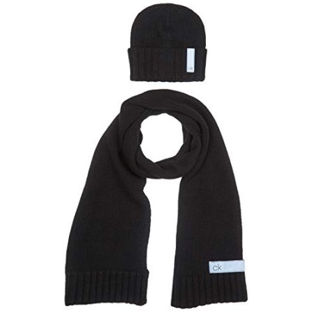 Calvin Klein K50k505185 Set Sciarpa, Cappello e Guanti, Nero (Black Bds), Unica (Taglia Produttore: OS) Uomo